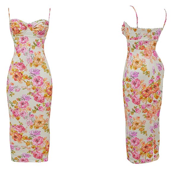 HOUSE OF CB 'Josefina' Ivory Floral Maxi Dress NWT - Picture 4 of 11